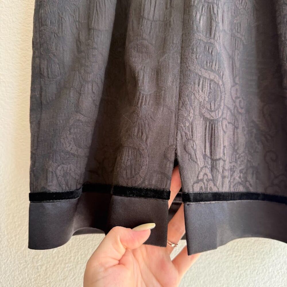 Vintage 90s Guess Jeans Dragon Jacquard Corset Satin & Velvet Dress in Black XS - Picture 13 of 14